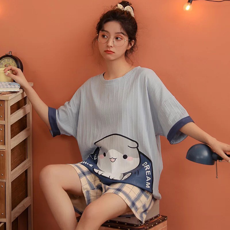 Bộ Ngủ Cotton Thun Mềm - Bộ Mặc Nhà Chất Vải Mềm Mịn Thoáng Mát Nhiều Mẫu Dễ Thương