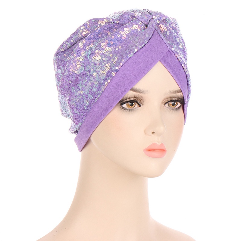 1 Mũ Turban Đính Kim Sa Màu Sắc Lấp Lánh Thời Trang Cho Nữ