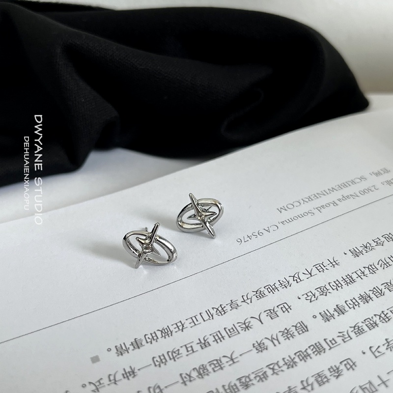 Bông Tai Hình Chữ Thập / Chữ Thập Phong Cách hip hop Đơn Giản Thời Trang Hàn Quốc