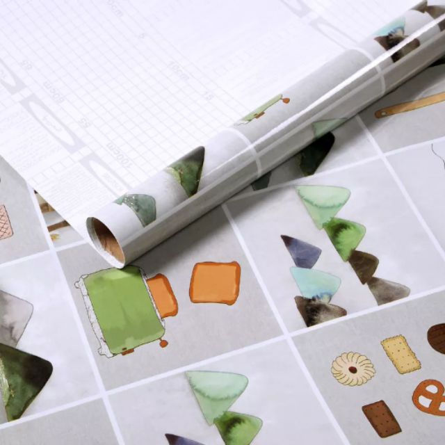 Decal dán bếp tráng nhôm cách nhiệt mẫu đồi núi khổ 0.6m keo sẵn