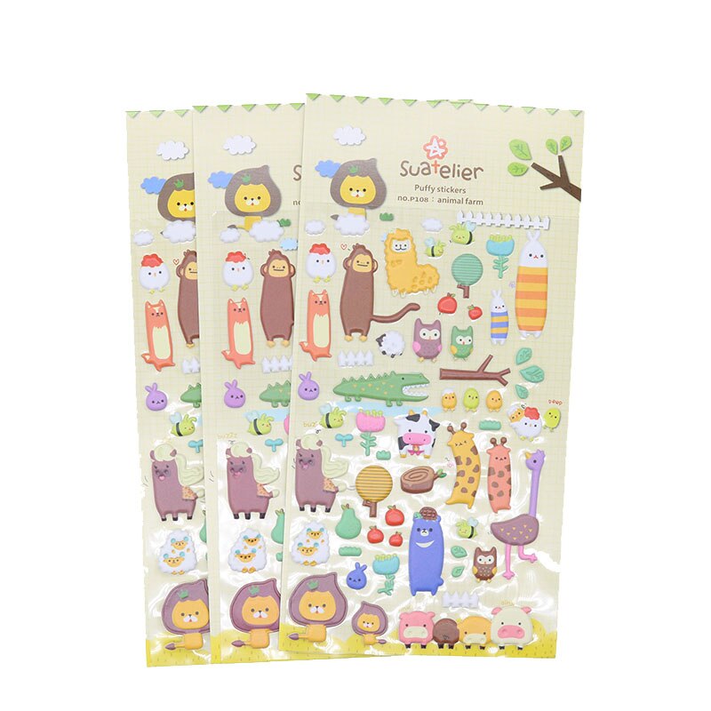 Set 3 Miếng Dán Hình Động Vật 3d Dễ Thương Cho Bé