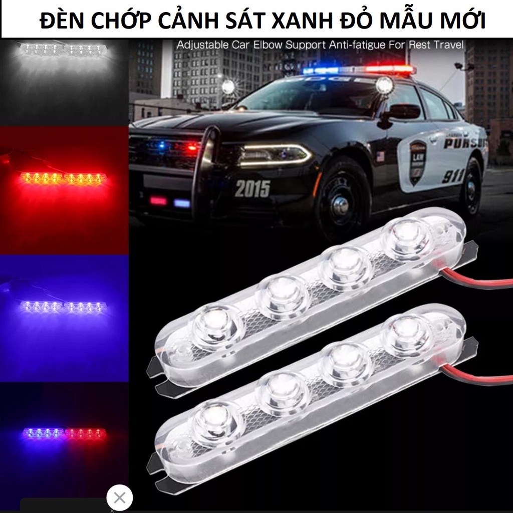 Đèn chớp trang trí xe máy ô tô xanh đỏ polie 12 led mẫu mới có chống nước lắp các xe, đèn trang trí xe máy