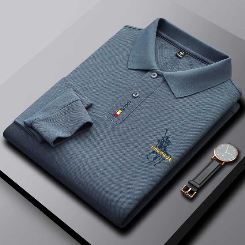 Áo Sơ Mi polo Tay Dài Bằng Cotton Mỏng Thoáng Khí Thêu Họa Tiết Thời Trang Xuân Thu Cho Nam