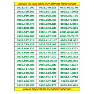 sim số đẹp mobifone 0933 dễ nhớ