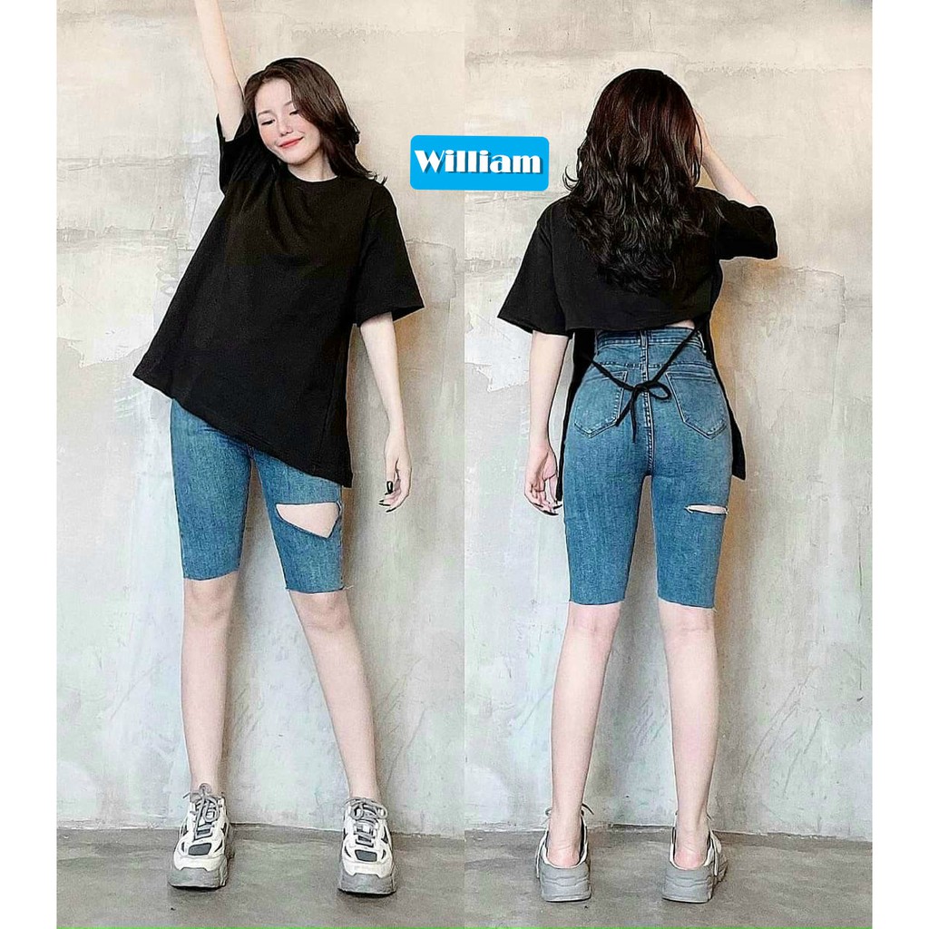 Quần jean ngố nữ, quần lửng co dãn form vừa, chất liệu cực đẹp không phai màu William - AT100