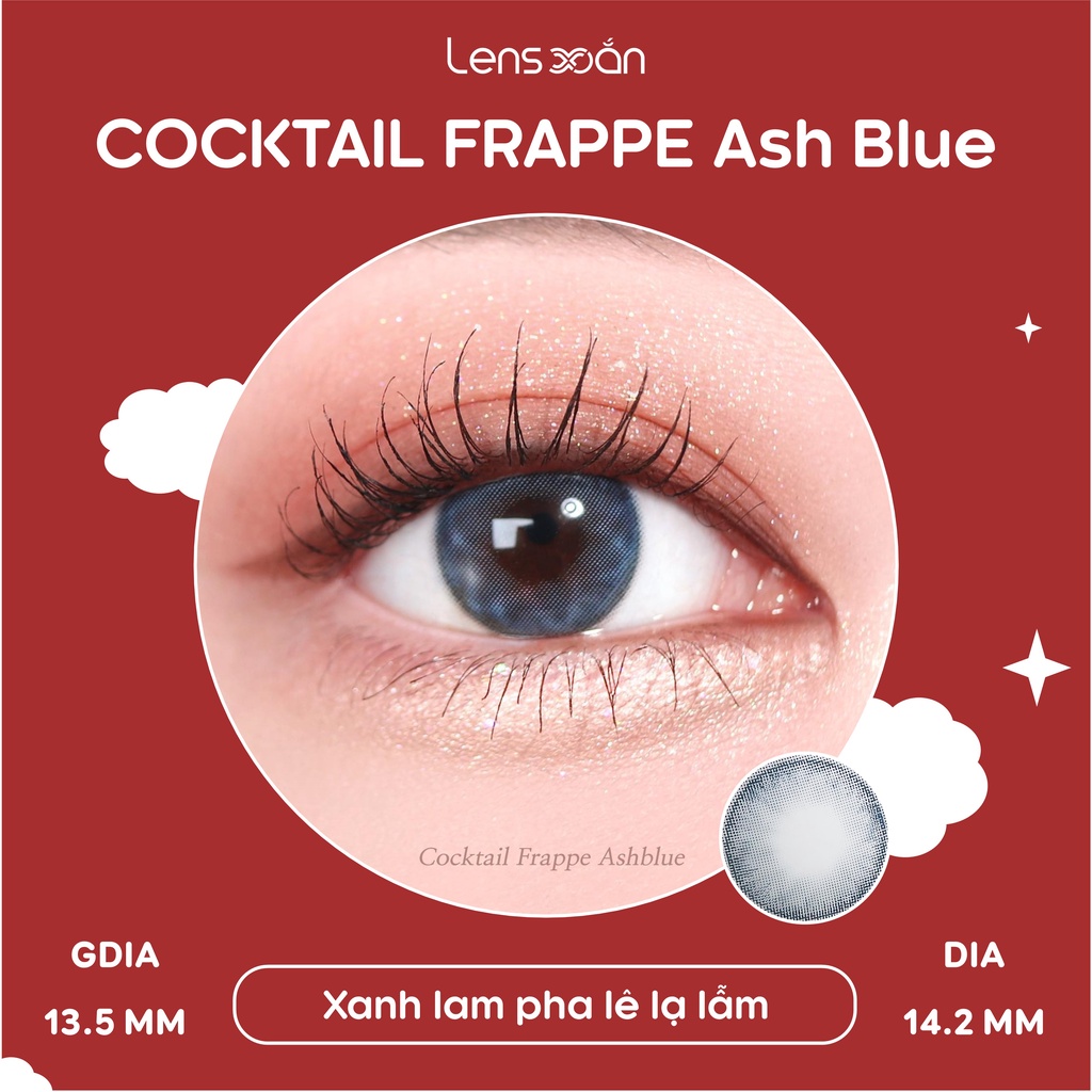 KÍNH ÁP TRÒNG COCKTAIL FRAPPE ASH BLUE CỦA LENS ME: Lens xanh lam hiệu ứng pha lê trong trẻo | Lens Xoắn