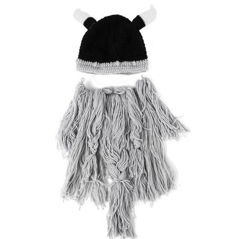 Han Mũ Len beanie Mùa Đông Dệt Kim Râu viking Cổ Điển