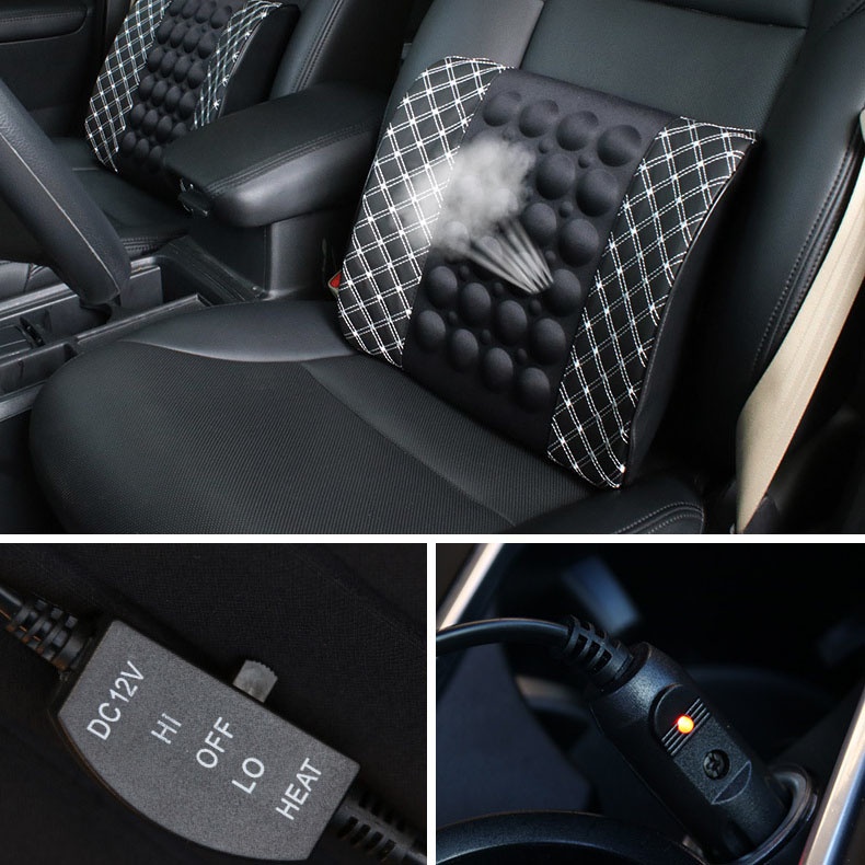 Đệm Tựa Lưng Massage Ô Tô - Kèm Theo Remoto Điều Khiển - Xài Điện Tẩu 12V CARZONE.TOP