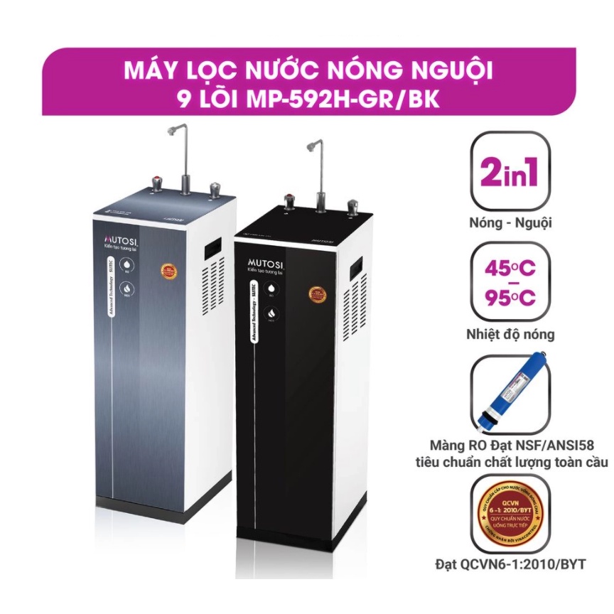 [Chính Hãng] Máy lọc nước Nóng Nguội 9 lõi Mutosi MP-592H