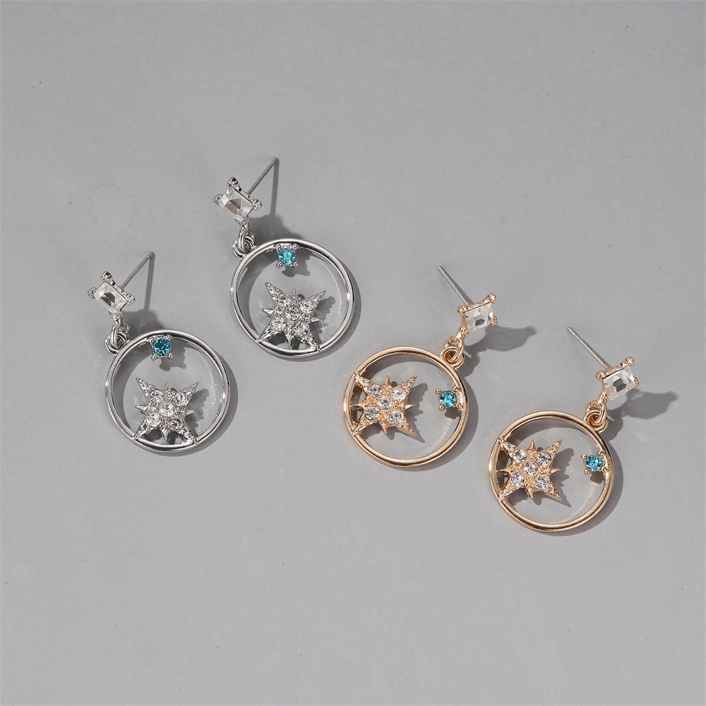 Đôi Bông Tai Hình Bát Giác Đính Đá Thời Trang Cho Nữ