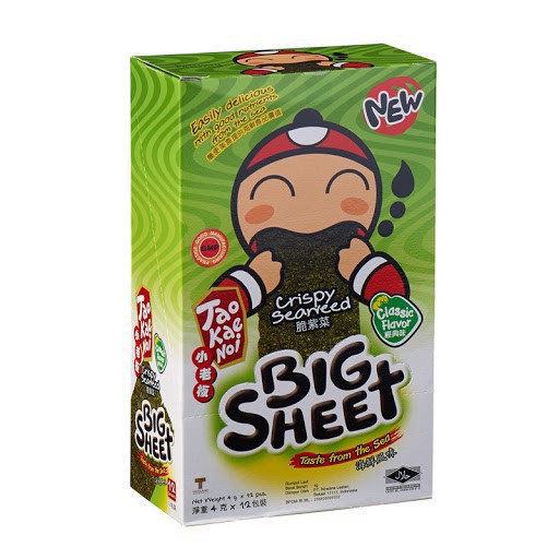 [4 Vị] Hộp 12 Gói Snack Rong Biển Tao Kae Noi Big Sheet Miếng 3.2gr - Thái Lan