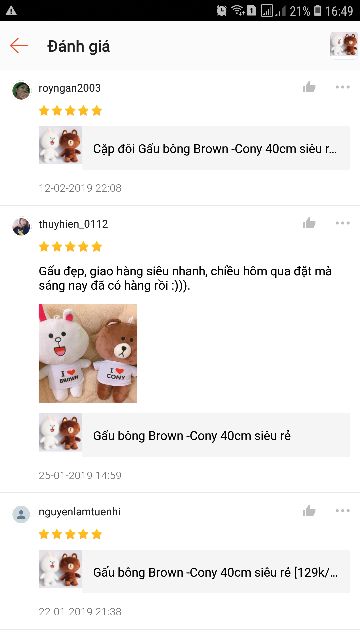 Cặp đôi Gấu Brown - Thỏ Cony [FREESHIP] size 40cm Vải nhung mềm mịn|Hàn Quốc|Gấu bông cao cấp|TEDDYBEAR.VN