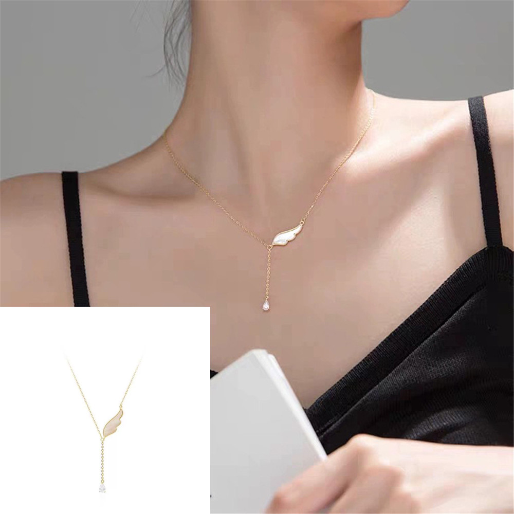 vòng cổ Mặt Hình Đôi Cánh Đính Kim Cương Giả Thời Trang Cho Nữ