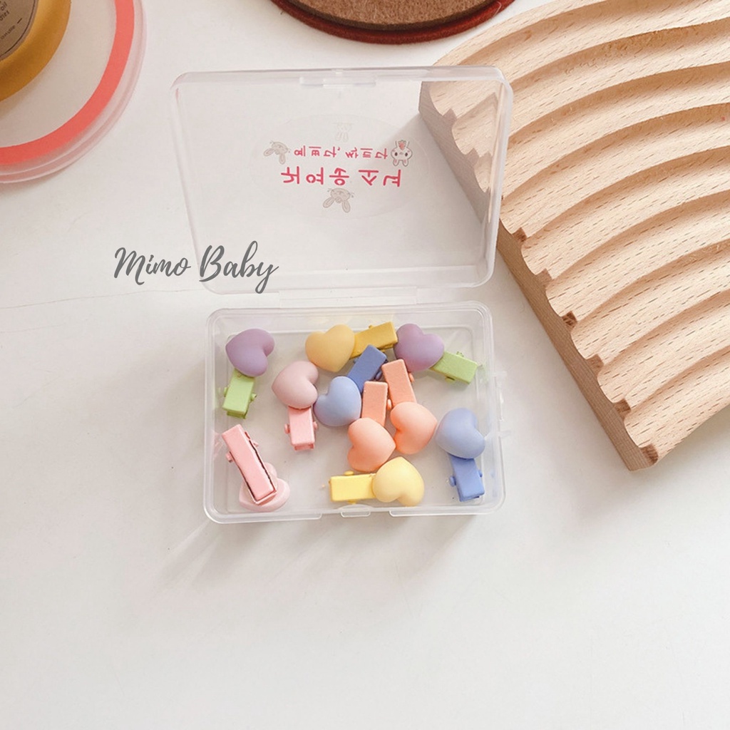 Hộp kẹp mini hình tai thú, kẹp trơn màu sắc dễ thương cho bé gái Mimo baby KT19