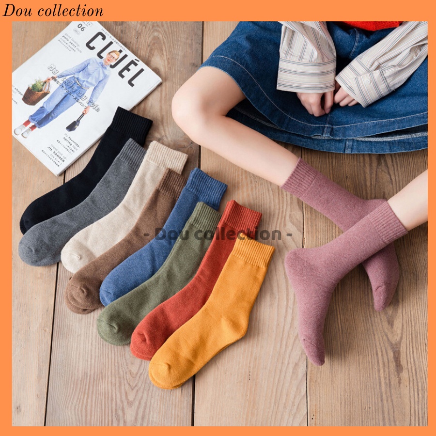 [Nowship2h] Vớ Tất Cotton Nam Nữ Cổ Cao Trơn Dày Phong Cách Nhật Bản Thời Trang Thu Đông - Mã TV030