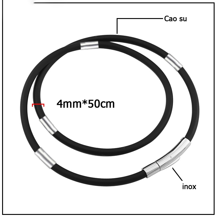 Dây chuyền cao su 4ly khóa vip bọc khoen trơn inox tạo nên vẻ đẹp cá tính, đem lại đẳng cấp, phong độ cho người đeo