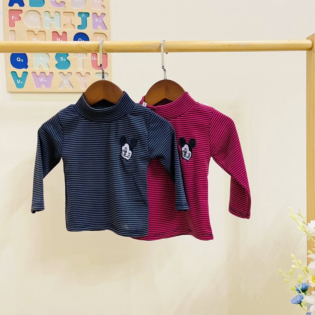 Áo Giữ Nhiệt Cho Cho Bé Kẻ Ngang In Mic key Siêu Ấm - SUMO KIDS