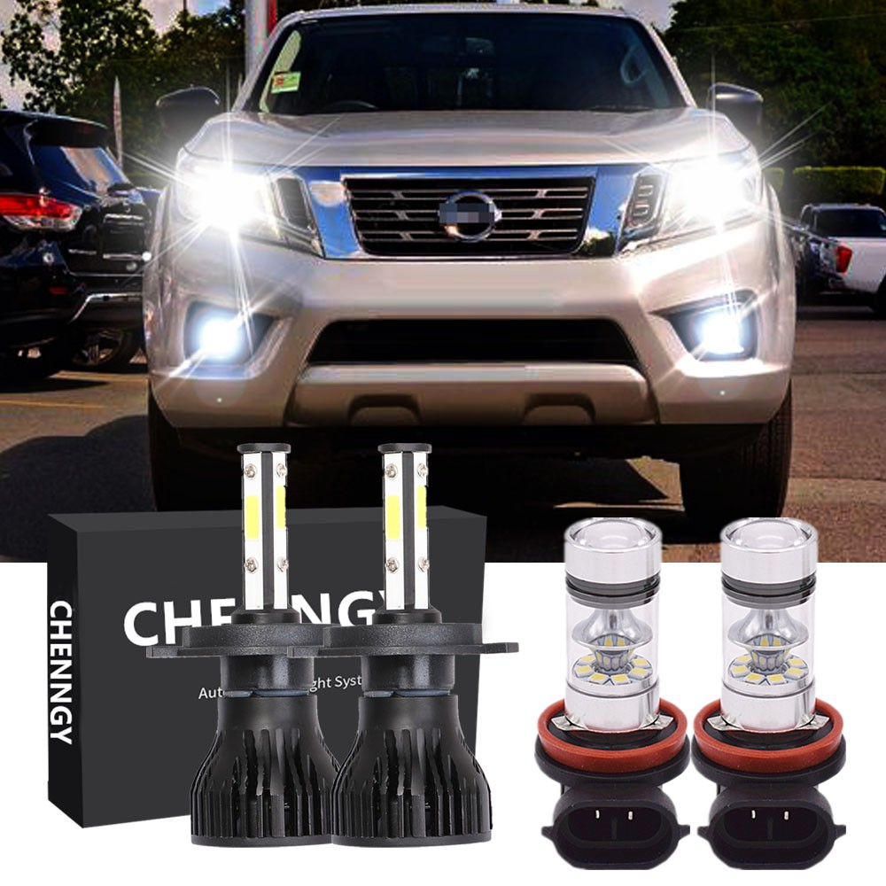 Bộ 4 Bóng Đèn Pha LED + Đèn Sương Mù Chất Lượng Cao Cho Nissan Navara (D23) (2013-2019) - 4pc