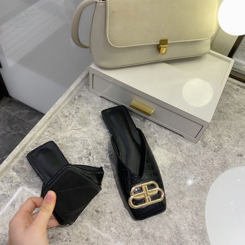 Giày sục nữ Shynstores - giày sục nữ bệt mũi vuông BB  da rắn đủ size freeship