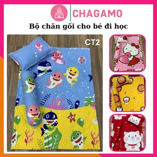 Bộ chăn gối cho bé 0-5 tuổi đi học lớp lá, mầm non có ruột gối mềm mịn, siêu xịn - CHAGAMO