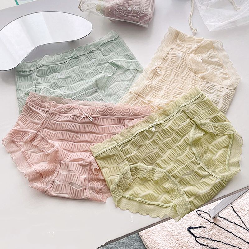 Quần Lót Nữ Đúc Su Nhúm Viềm Ren Phối Nơ mã 676