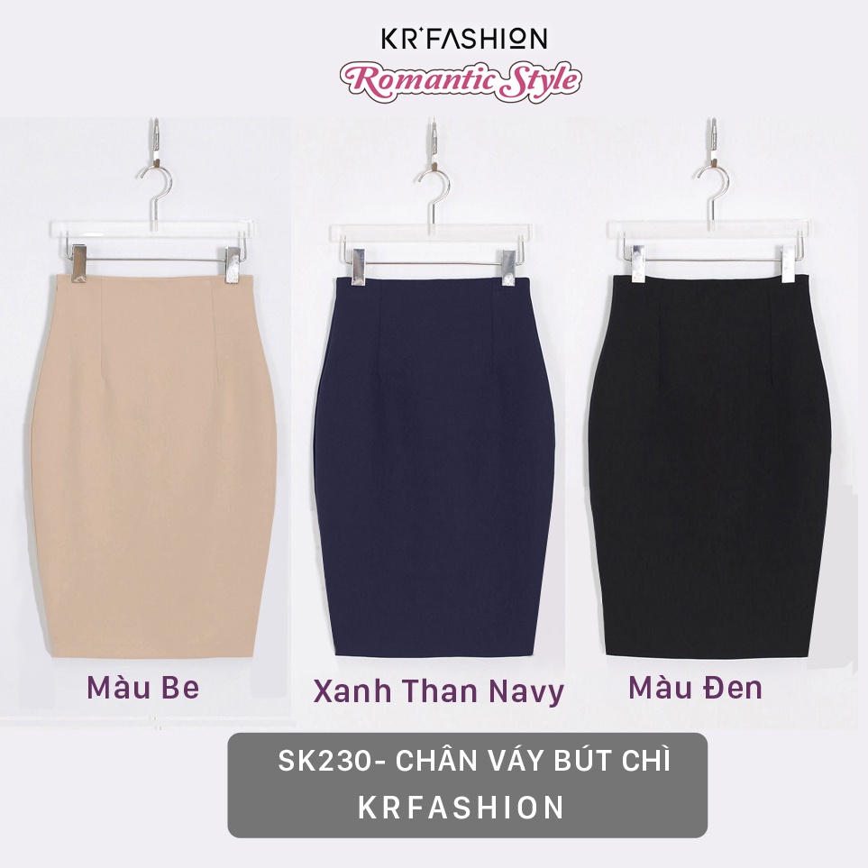Chân váy bút chì công sở dáng dài eo cao, xẻ V sau - SK230 KRfashion Vải Co Dãn tốt váy cao cấp công sở, dự tiệc