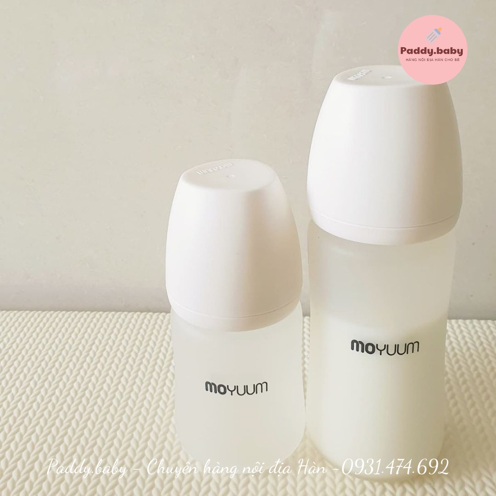 Bình sữa Moyuum thủy tinh trắng silicon Hàn Quốc 150ml - 240ml cho bé - Made in Korea
