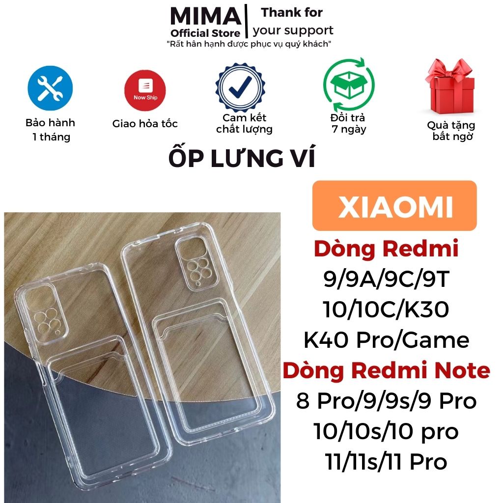 Ốp lưng kèm ngăn ảnh Xiaomi Redmi 9 9A 9C 9T 10 Note 8 9 10 11 Pro X3 M3 F3 Mi 11 lite 11i Ultra K40 K40Pro