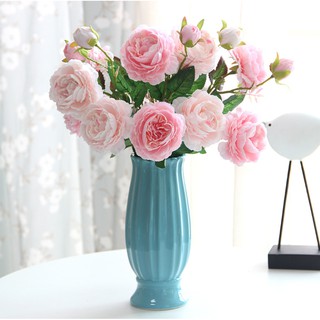 Lọ hoa gốm sứ đẹp BJ185 (trắng, xanh), Bình hoa