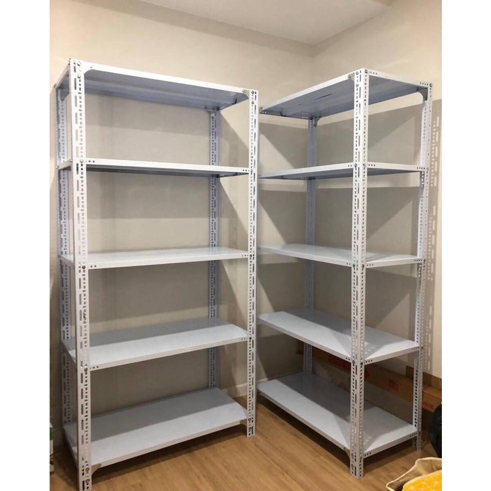Kệ sắt v lỗ: Dài 80cm x rộng 40cm gồm 3 tầng, 4 tầng, 5 tầng đủ các loại