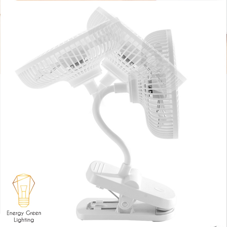Quạt Tích Điện Energy Green Lighting F1 Vừa Để Bàn - Vừa Kẹp Trên Bề Mặt - 4 Tốc Độ Gió Siêu Mát - Pin 2000mAh