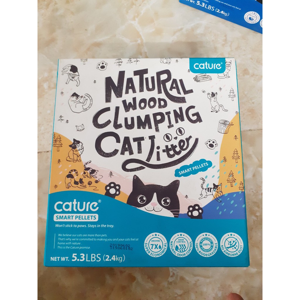 Cát gỗ Cature- Cát vệ sinh cho mèo- Gỗ tự nhiên 2,4 kg