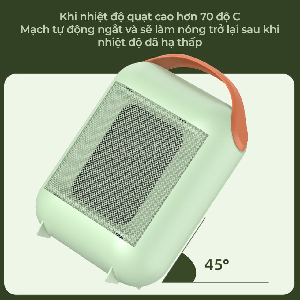 Quạt Sưởi 2 Chiều Làm Nóng, Làm Mát, Máy Sưởi Có Tay Xách Nhỏ Gọn Dễ Dàng Di Chuyển