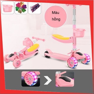 Xe trượt Scooter có ghế ngồi-đa năng phát sáng cho bé từ 2 đến 8 tuổi -Xe Scooter Cho Bé Cao Cấp Tấm