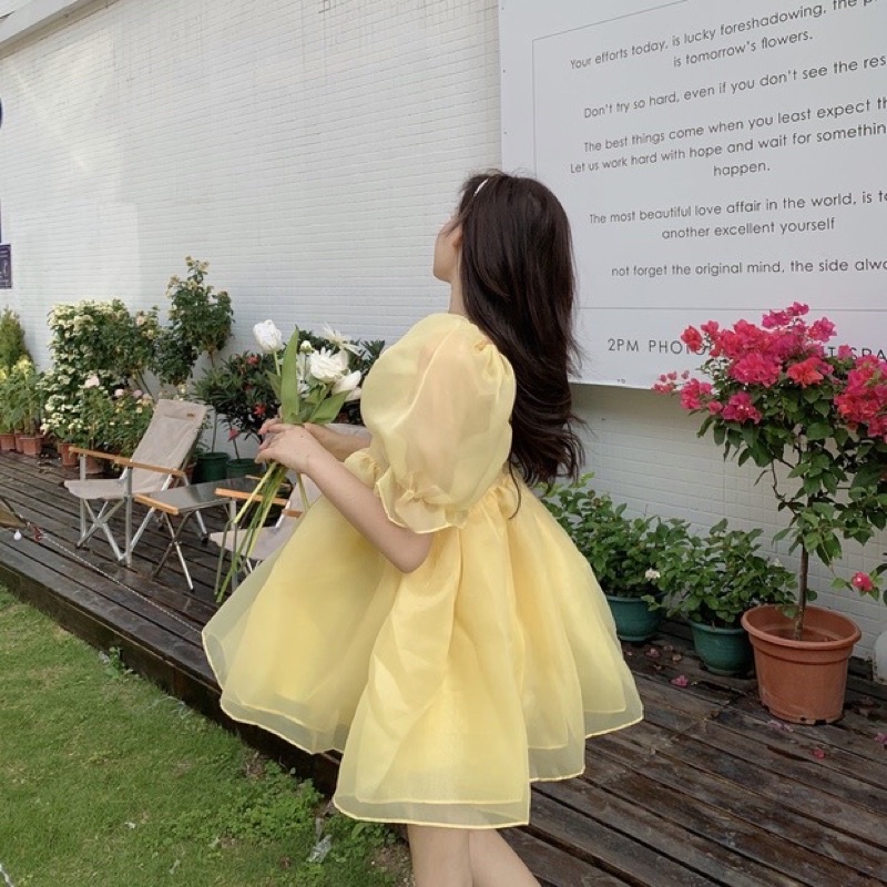 SUNNY DRESS Đầm babydoll xoè tay phồng kiểu dáng công chúa xinh xắn ulzzang SAM SAM BOUTIQUE