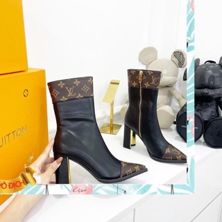 Bốt nữ, Boot Lv hoa mũi nhọn fullbox, bill, túi giấy
