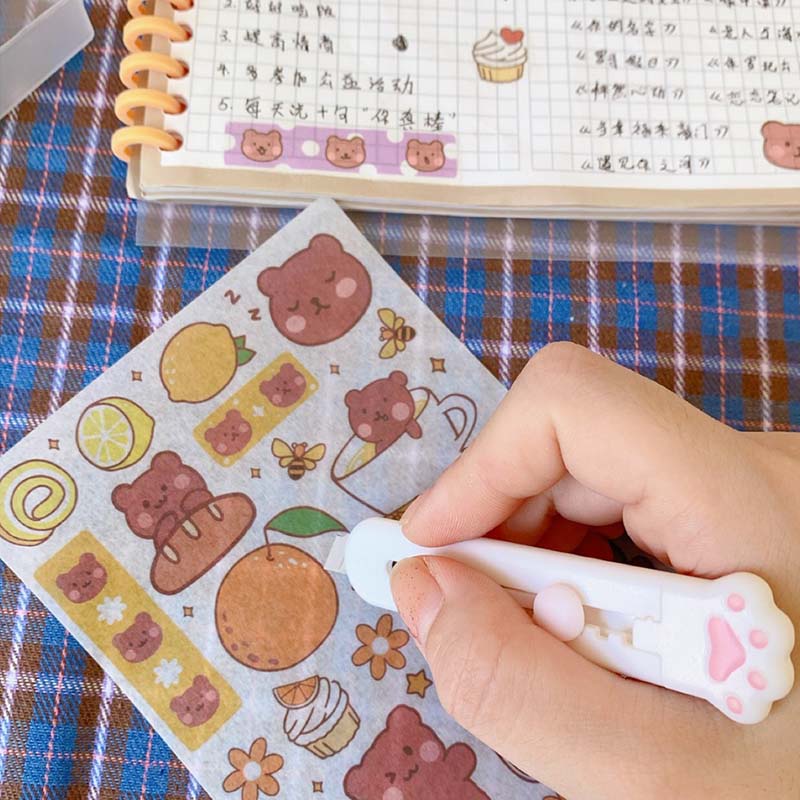 Dụng Cụ Cắt Giấy Hình Bàn Chân Mèo Dễ Thương