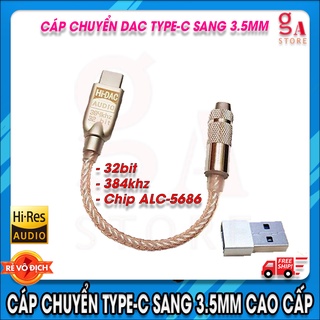 Cáp chuyển typeC sang 3.5mm có DAC cao cấp,32bit,Chip Realtek hires Audio