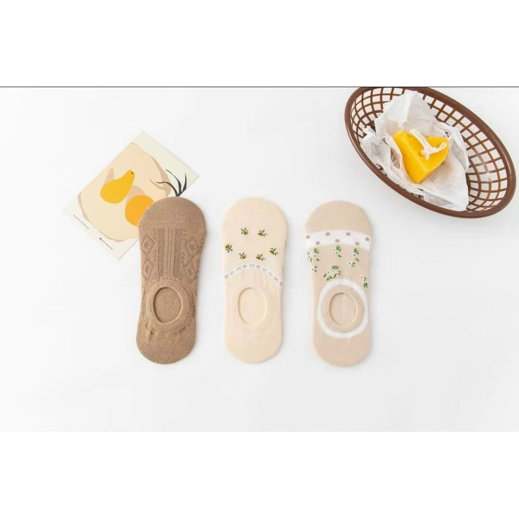 Set 3 Đôi Tất/Vớ Hài Nữ Cotton Len Tăm Họa Tiết Xinh Xắn Dễ Thương