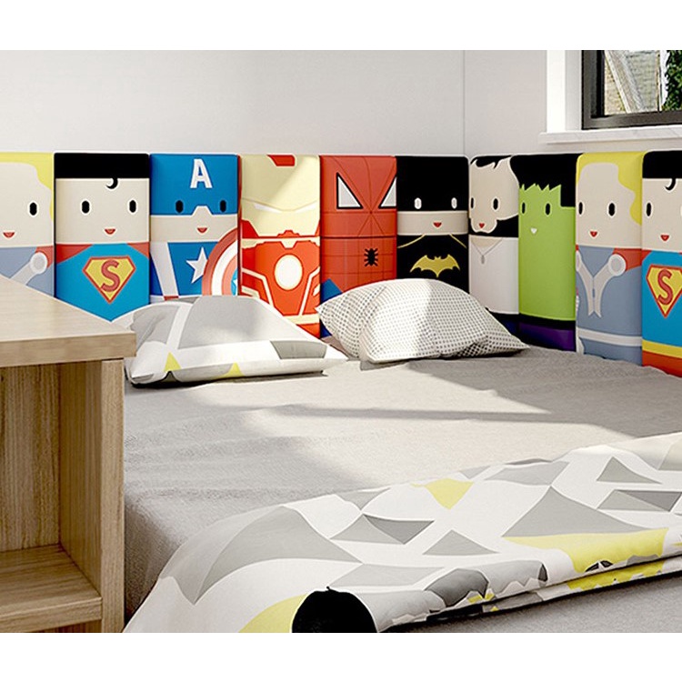 Tấm Lót Dán Tường 3D Chống Va Chạm Cho Trẻ, Tấm Lót Trang Trí Phòng Cho Bé Xinh Xắn - Họa Tiết Siêu Anh Hùng (25x50CM)