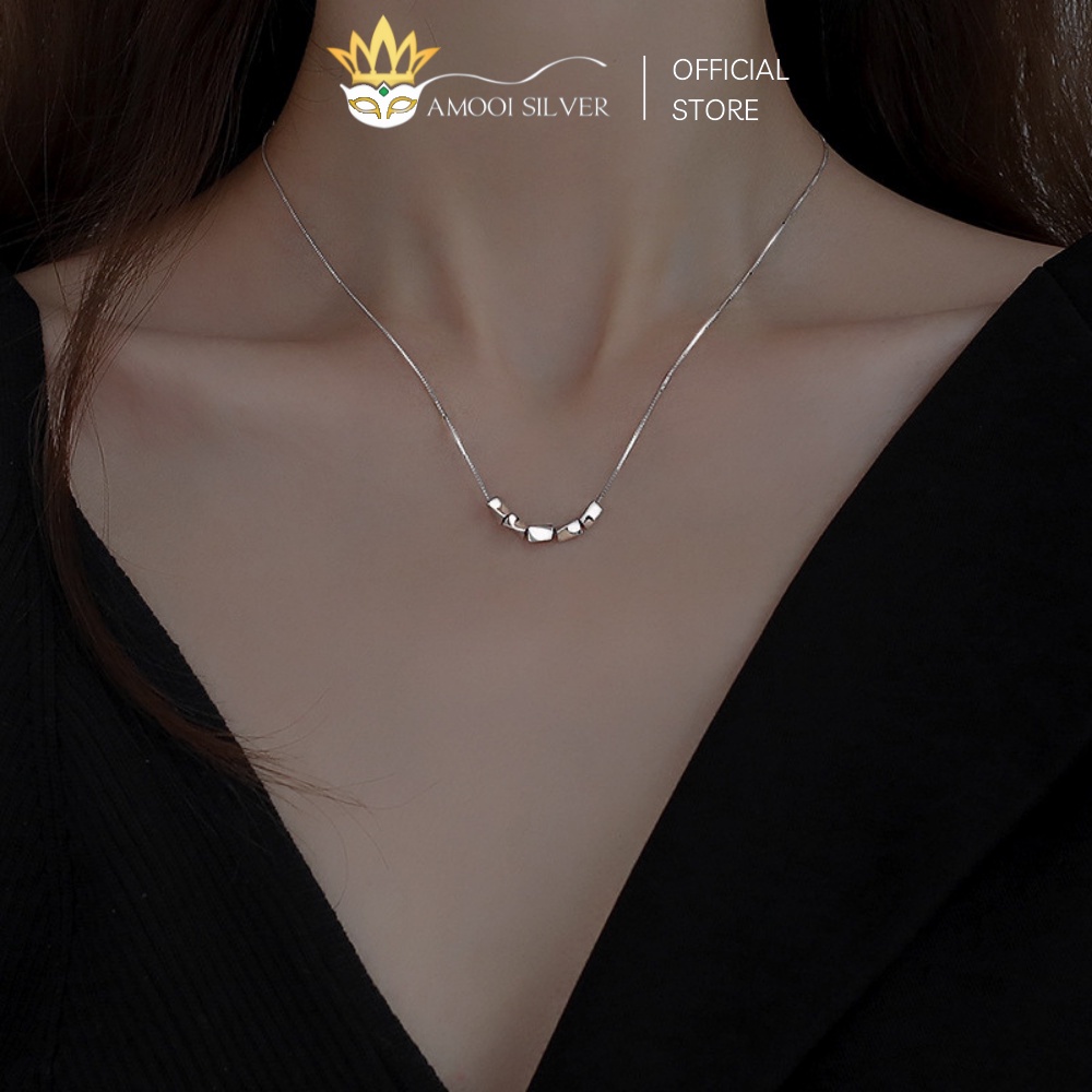 Dây Chuyền Bạc S925 Mẫu 5 Viên Bi Đa Giác Xoắn Thanh Lịch - Amooi Silver AD113
