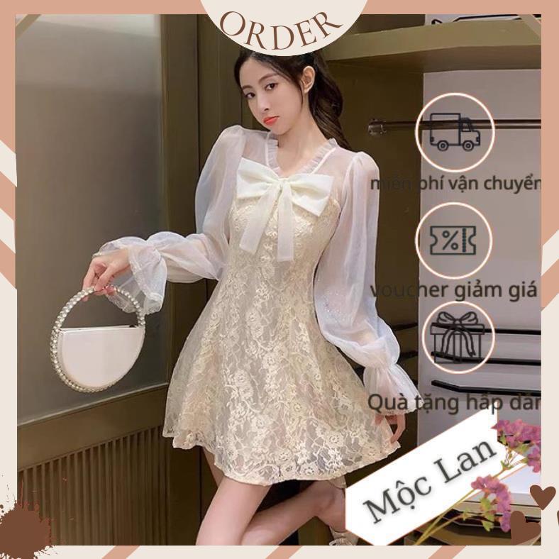 (MộcLan ORDER) 🎀Váy ulzzang ren lưới kiểu tiểu thư tay loe/Đầm xoè công chúa dự tiệc bánh bèo điệu vintage đi tiệc | BigBuy360 - bigbuy360.vn