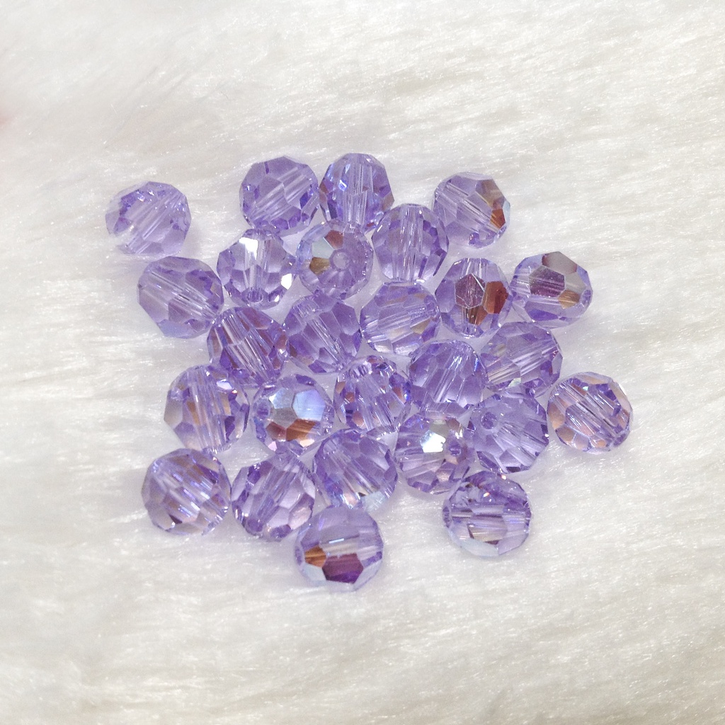 Hạt đá pha lê tròn giác size 6mm 8mm cao cấp sáng lấp lánh làm trang sức xỏ vòng tay