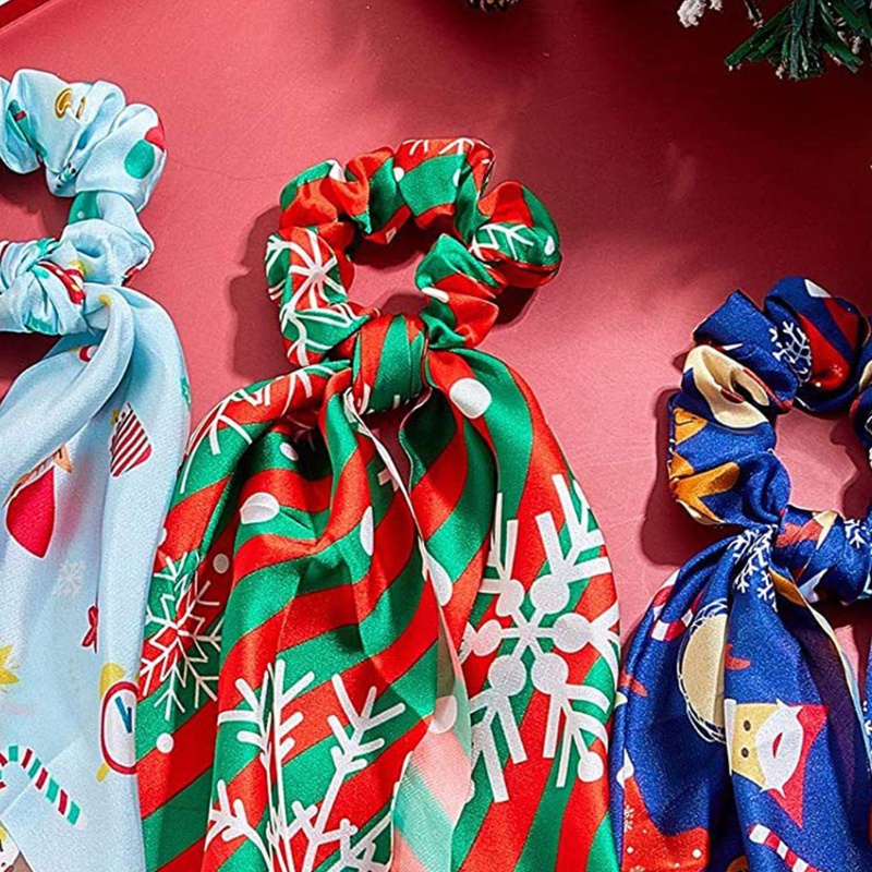 Dây Cột Tóc Đính Nơ Ruy Băng Dài Thời Trang Giáng Sinh