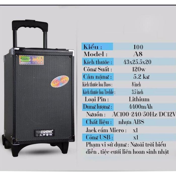 Loa kéo bluetooth nghe nhạc từ điện thoại Kèm 1 micro không dây