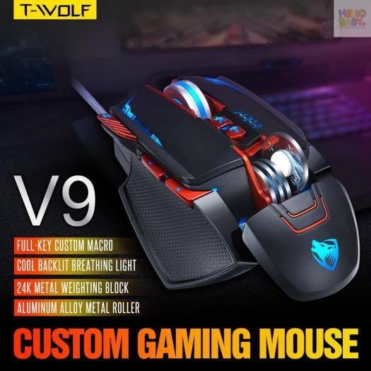 Chuột Mouse T-WOLF V9 Black LED USB Gaming