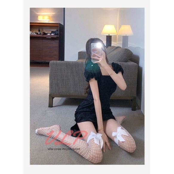 [Freesize_60kg]_VỚ 6_Vớ / tất thun lưới đính nơ