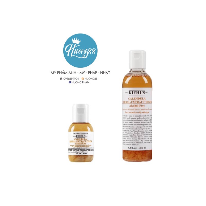 [40ml/250ml] GIÁ SIÊU TỐT - Nước hoa hồng hoa cúc Kiehl's Calendula Herb Extract Toner