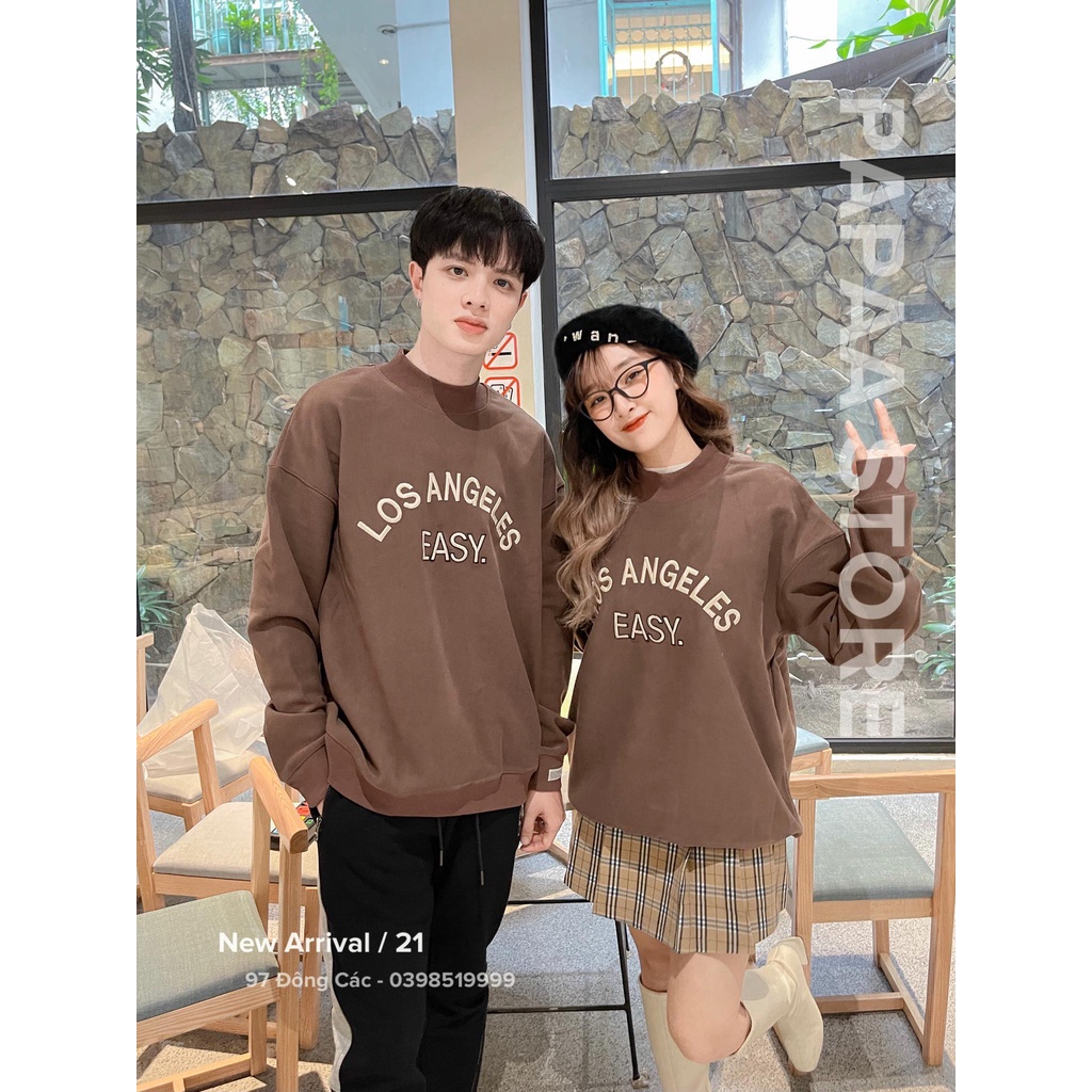 Áo nỉ cổ 3p lót lông nam nữ phong cách Hàn Quốc chữ ngực LOS ANGELES 252 PAPAA SHOP | BigBuy360 - bigbuy360.vn