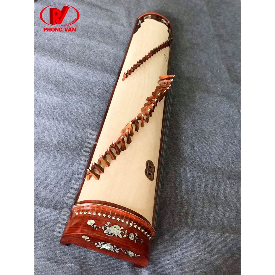 Đàn tranh 19 dây gỗ hương đỏ có khảm trai - tặng bao và móng gãy